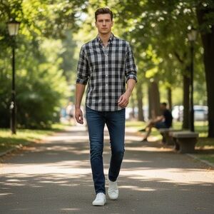 J. Crew Black and Gray Plaid Button Down Shirt